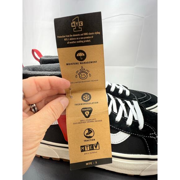 VANS Sk8-Hi MTE-1 Mens Sz 8.5 Black White Suede Waterproof Hiking Shoes Boots - Picture 5 of 10